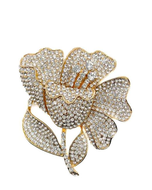 Jennifer Gibson Jewellery Oversize Floral Crystal Brooch 2000s