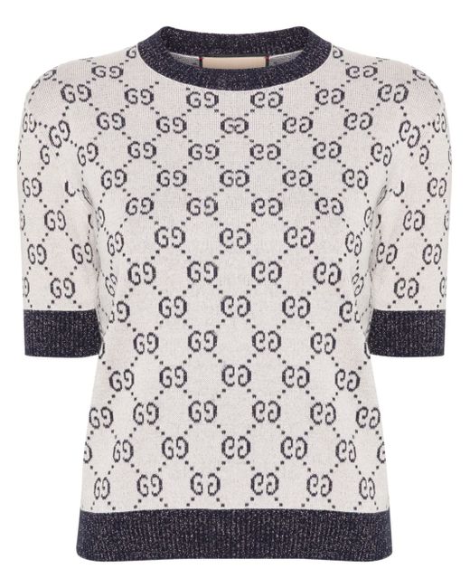 Gucci GG-motif lamé knitted top
