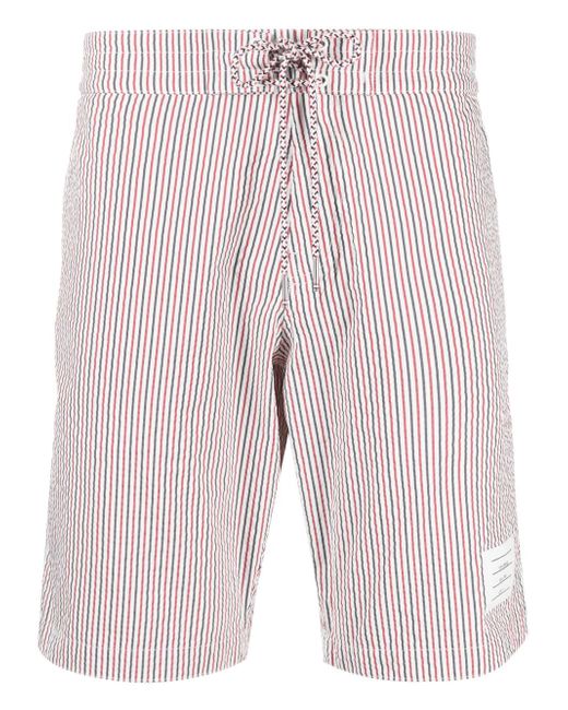 Thom Browne seersucker stripe-print swim shorts