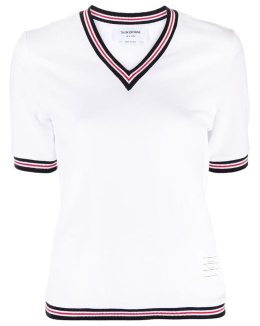 Thom Browne Cricket stripe v-neck T-shirt