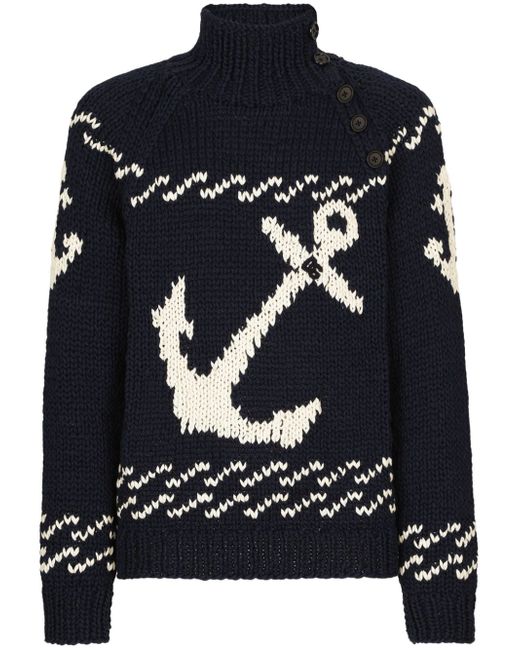 Dolce & Gabbana patterned intarsia-knit cotton-blend jumper