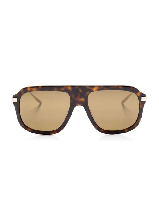 Gucci tortoiseshell-effect pilot-frame sunglasses