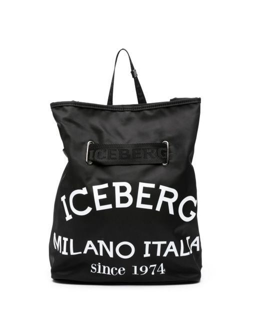 Iceberg logo-print gabardine-weave backpack
