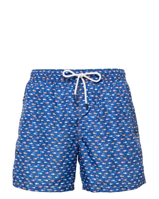 Fedeli Madeira fish-print swim shorts