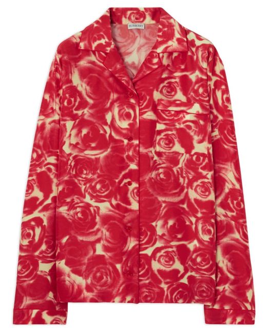 Burberry rose-print silk shirt