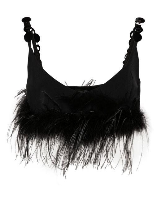Pinko feather-detailed cropped top
