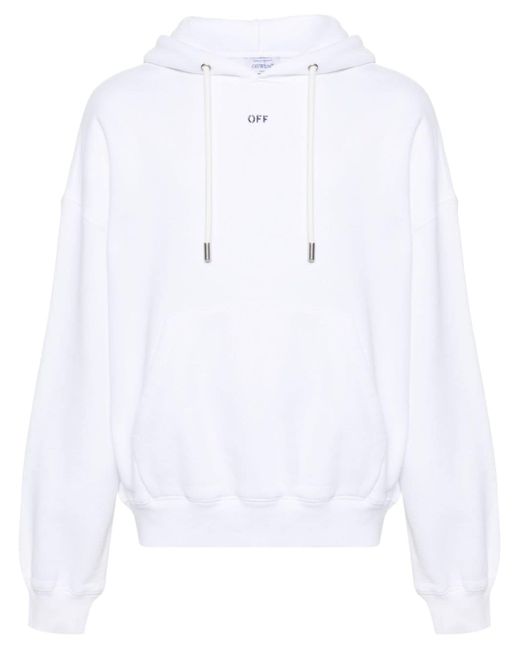 Off-White logo-stamp cotton hoodie