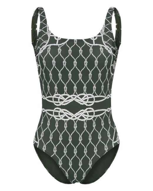 Tory Burch Knot-print open-back swimsuit