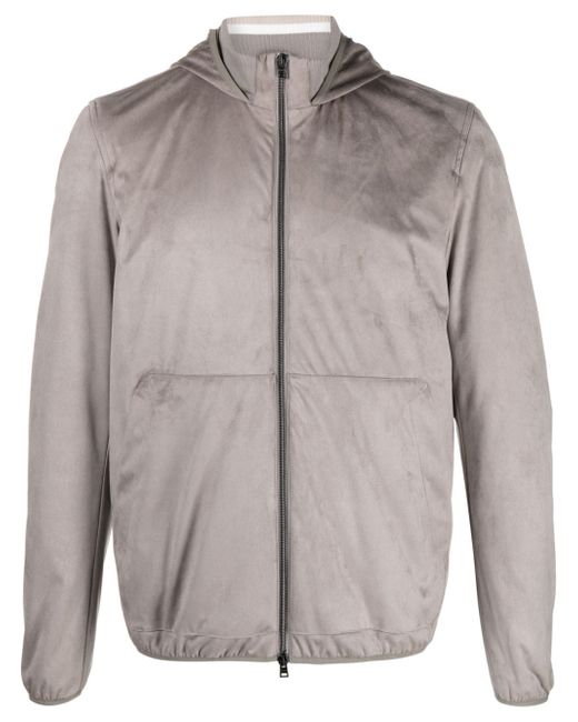 Herno suede-effect hooded jacket