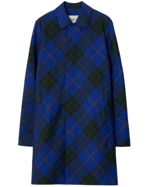 Burberry checked twill single-breasted car coat