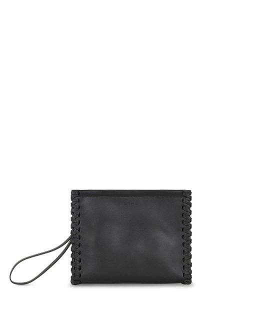 Etro medium whipstich-detail leather clutch bag