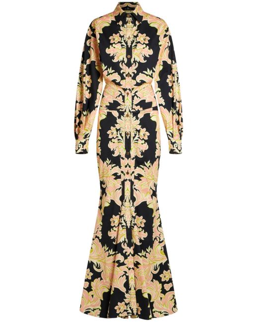Etro paisley-print ruched gown