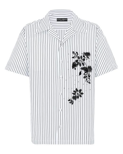 Dolce & Gabbana floral-print striped shirt