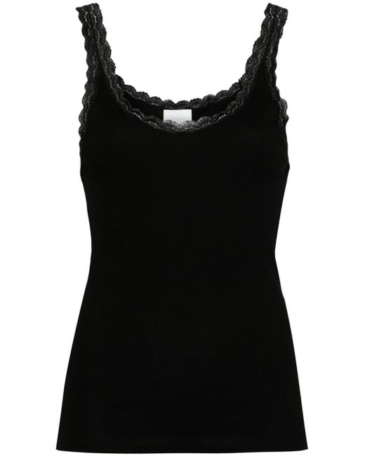 Allude lace-trim ribbed tank top