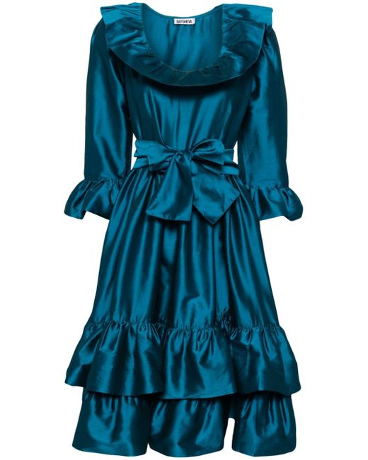 Batsheva Patty bow-embellished satin midi dress