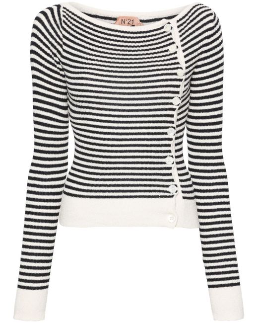 N.21 striped cotton-blend cardigan