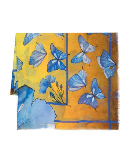 D'Aniello floral-print fringed scarf