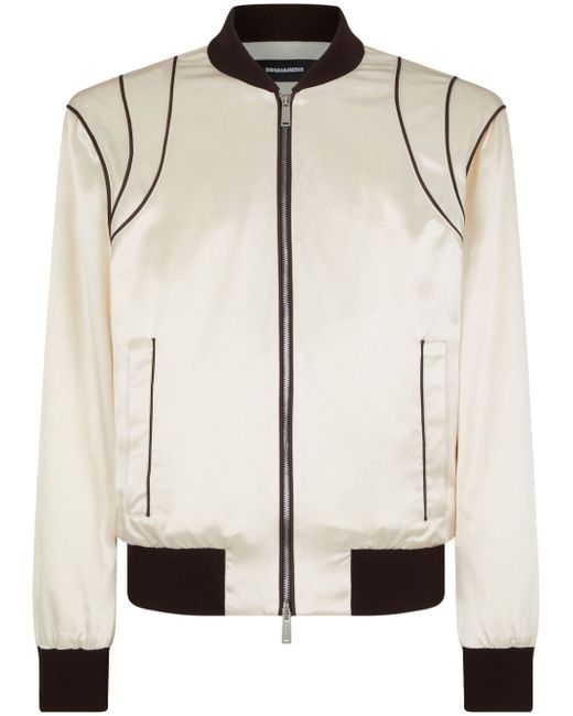 Dsquared2 piped-trim satin bomber jacket