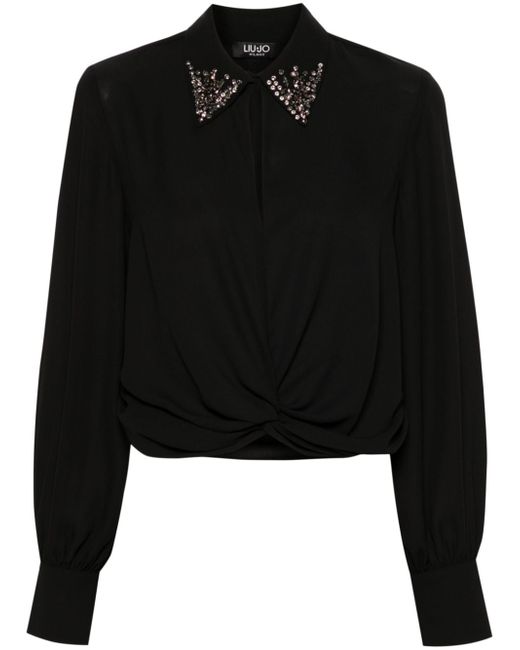 Liu •Jo gathered-detailed semi-sheer blouse
