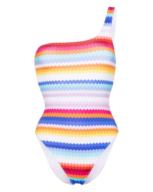 Missoni zigzag-print one-shoulder swimsuit