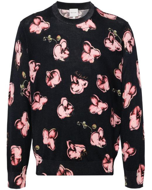 Paul Smith Orchid-print cotton jumper