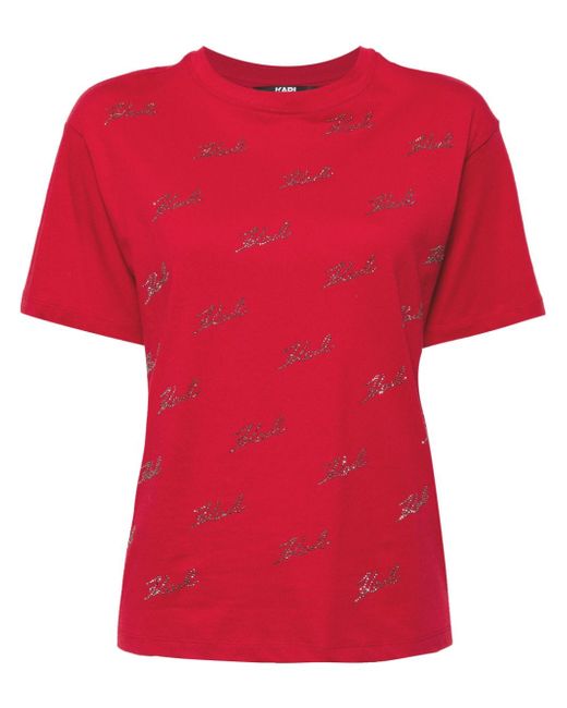 Karl Lagerfeld logo rhinestone-embellished T-shirt