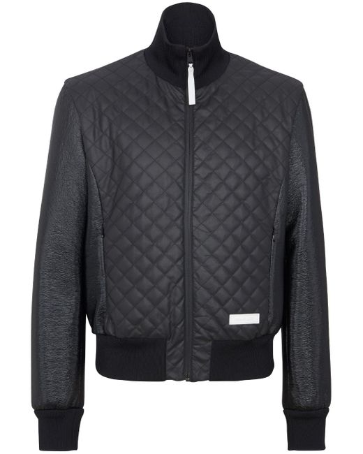 Balmain logo-patch quilted bomber jacket