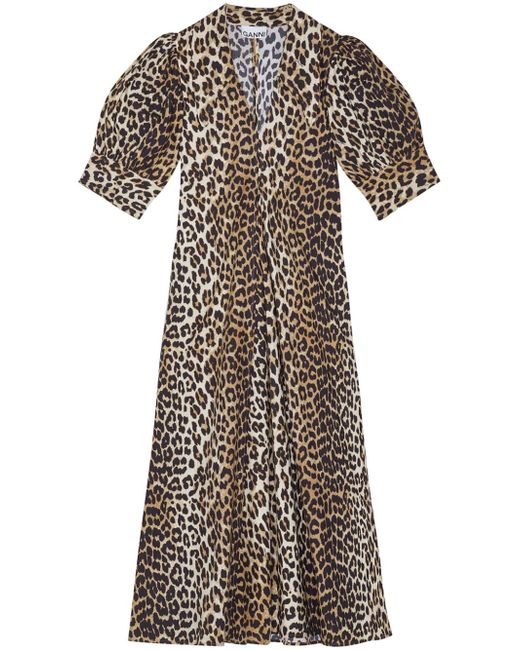 Ganni leopard-print midi dress