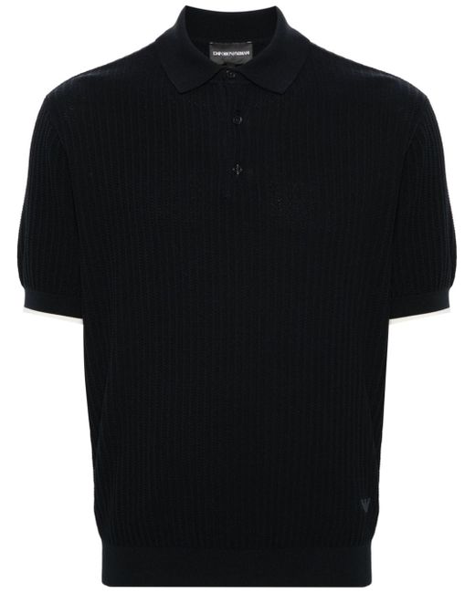 Emporio Armani patterned-knit polo shirt