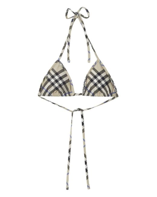 Burberry triangle-cup checked bikini top