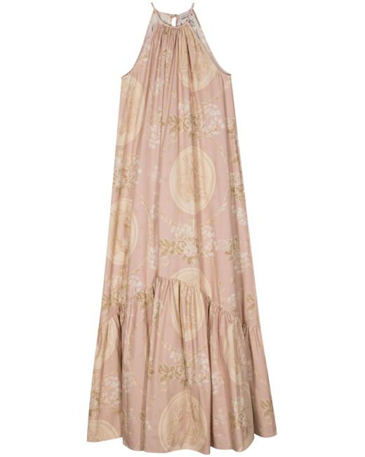Semicouture botanical-print poplin dress