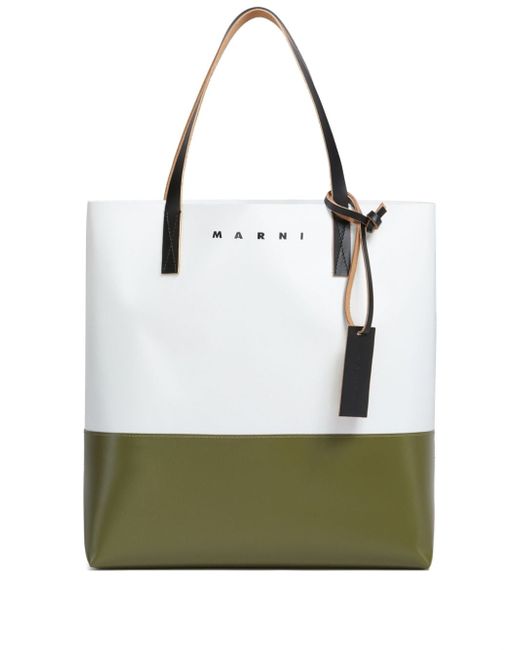 Marni two-tone logo-print tote bag