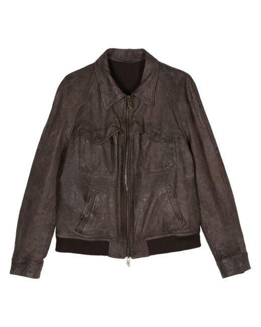 Salvatore Santoro faded-effect leather jacket