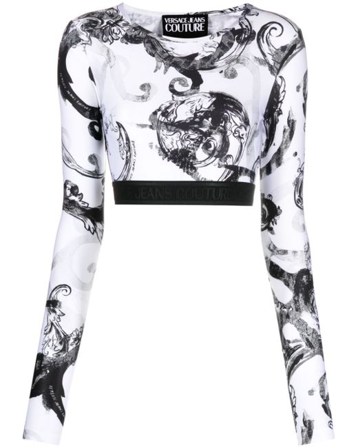 Versace Jeans Couture Watercolour Couture-print crop top