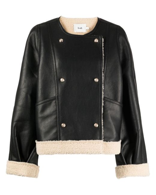 b+ab double-breasted faux-leather jacket