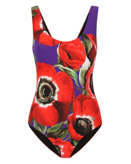 Dolce & Gabbana Racing anemone-print swimsuit