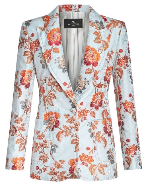 Etro floral-jacquard single-breasted blazer