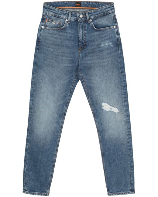 Boss distressed tapered jeans