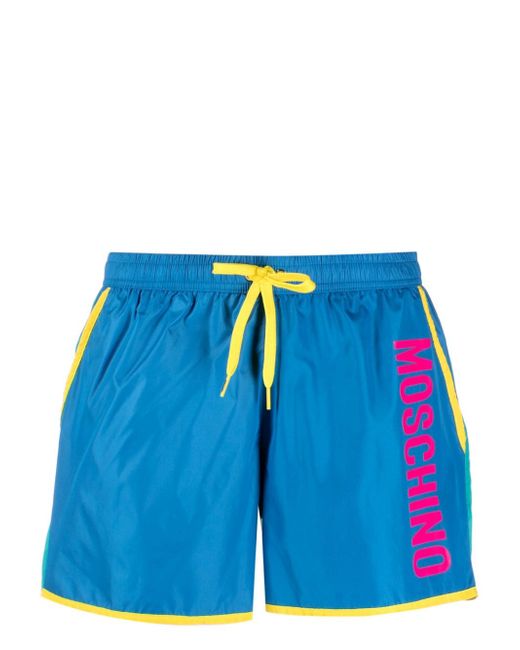 Moschino logo-print colour-block swim shorts