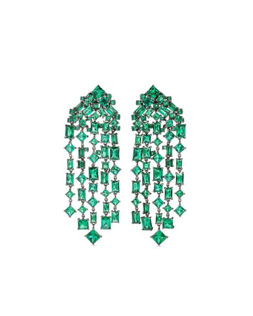 Anabela Chan 18kt white gold vermeil Cascade emerald earrings