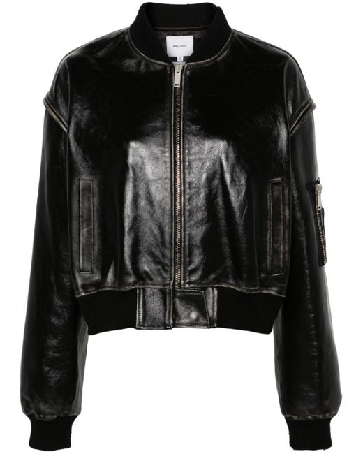 Halfboy cropped leather bomber jacket