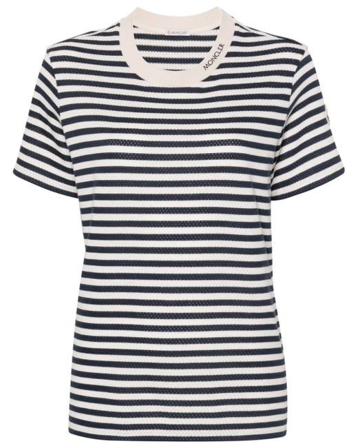 Moncler striped pointelle-knit T-shirt