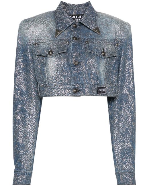 Versace Jeans Couture Animalier cropped denim jacket
