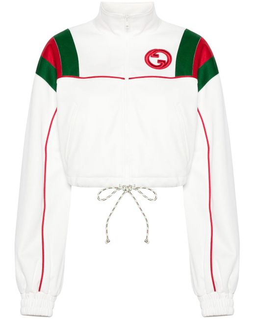 Gucci Web-stripe zipped cropped jacket