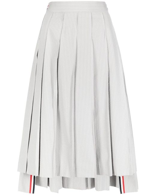 Thom Browne pleated asymmetric midi skirt