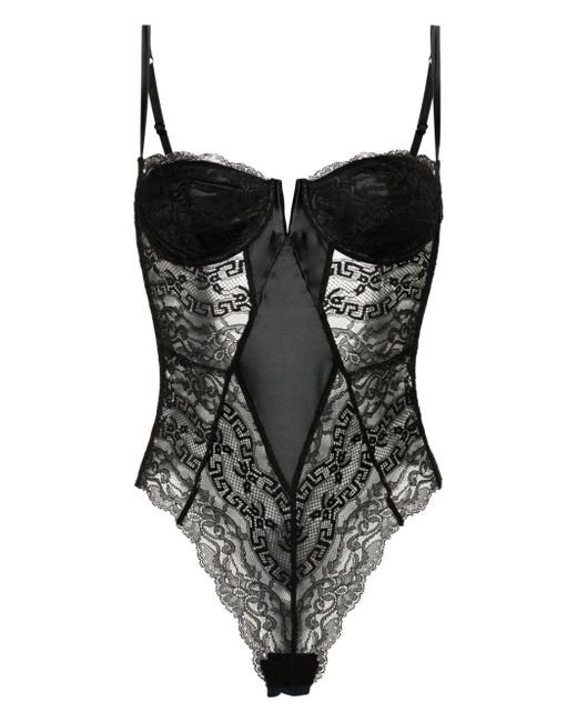 Versace wired-cup sheer lace bodysuit