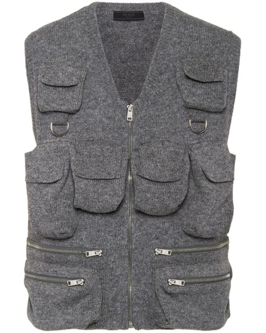Prada flap-pocket shetland wool vest
