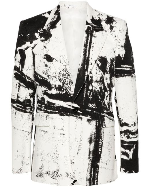 Alexander McQueen abstract-print cotton blazer
