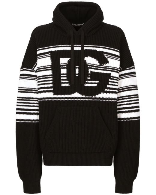 Dolce & Gabbana logo-intarsia knitted hoodie