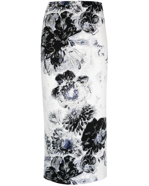 Alexander McQueen Chiaroscuro floral-jacquard skirt